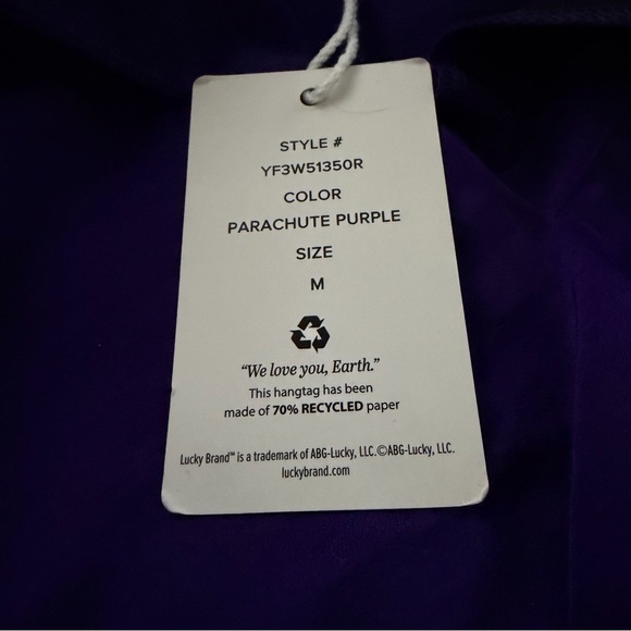Lucky Brand Purple Satin Smocked Waist Tiered Mini Dress Medium NWT - Picture 8 of 8